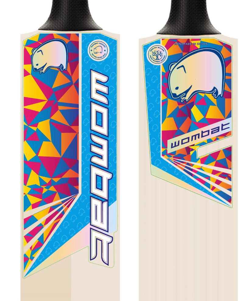 Wombat Blue/Yellow/Pink Cricket Bat