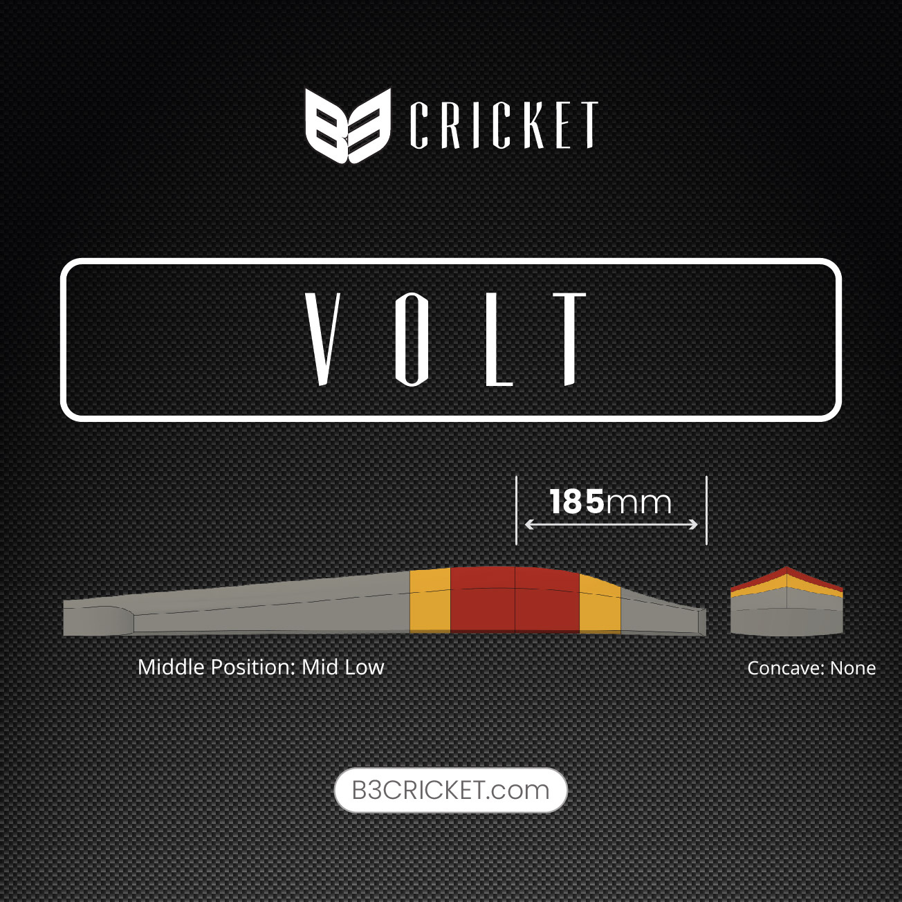 B3 Cricket Volt Excel (Grade 3) Cricket Bat - The Cricket Store