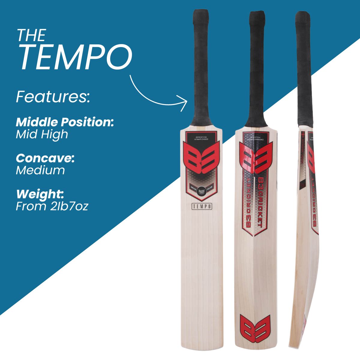 B3 Cricket Tempo Excel (Grade 3) Cricket Bat - The Cricket Store